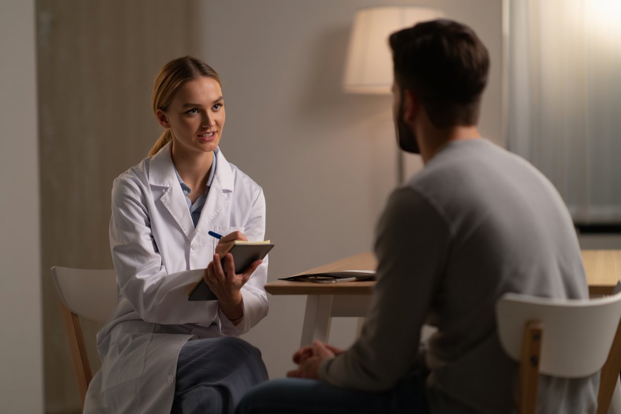 Пациент на приёме нарколога